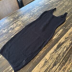 A’GACI - Black Sheet Crochet Zipper Dress - SMALL